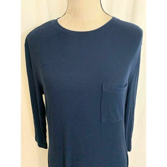 Three Dots Womens Solid Navy Blue Ribbed Long Sleeve Midi Dress Small - Picture 3 of 7